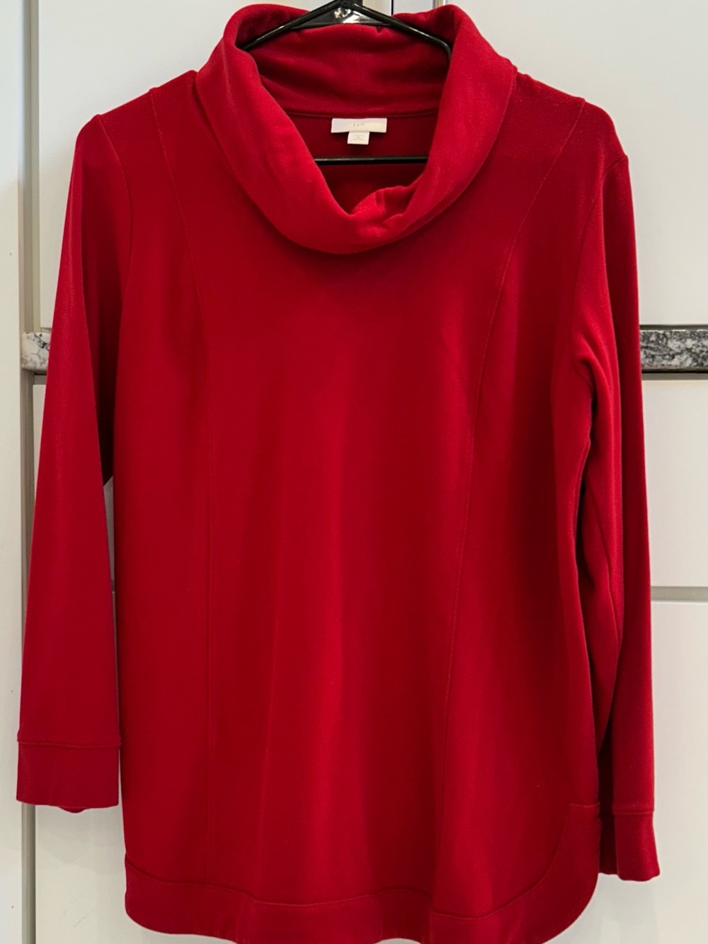 J. Jill Red Fleece Cowl Neck